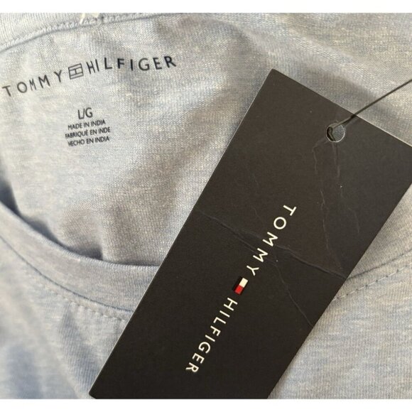 Tommy Hilfiger L Heather Blue Logo Star Graphic Crew Neckline Short Sleeve Tee - Picture 6 of 6